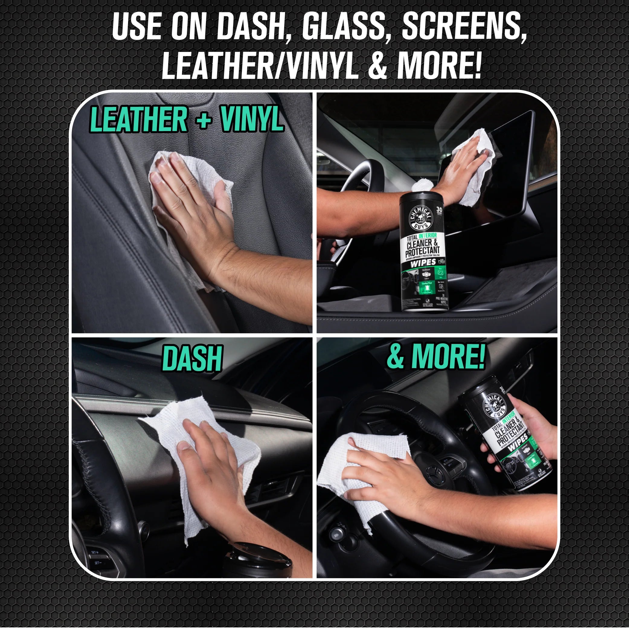 Chemical Guys Clean Total Interior Cleaner & Protectant Canister Wipes - Image 9