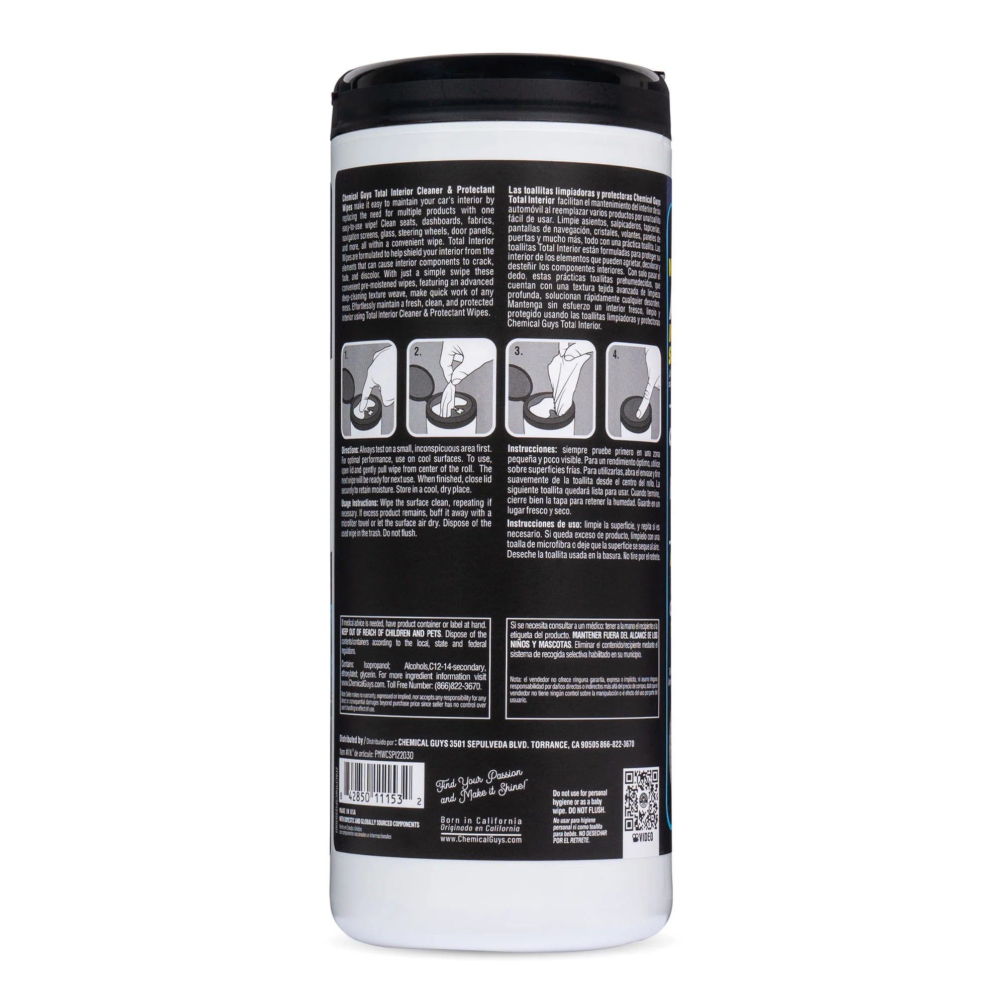 Chemical Guys Clean Total Interior Cleaner & Protectant Canister Wipes - Image 8