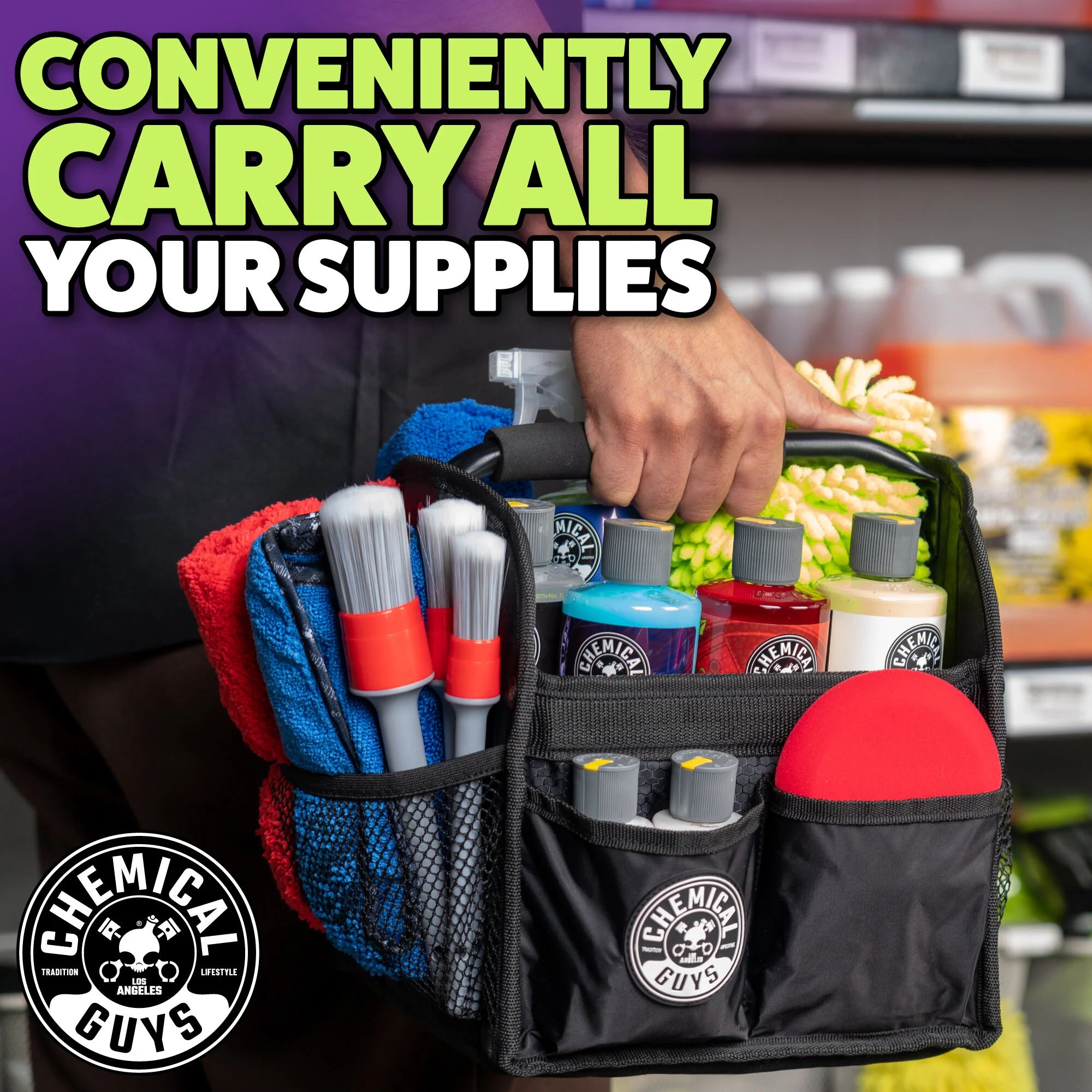 Chemical Guys Clean Speed Load Carrying Caddy & Storage Organizer - Image 2