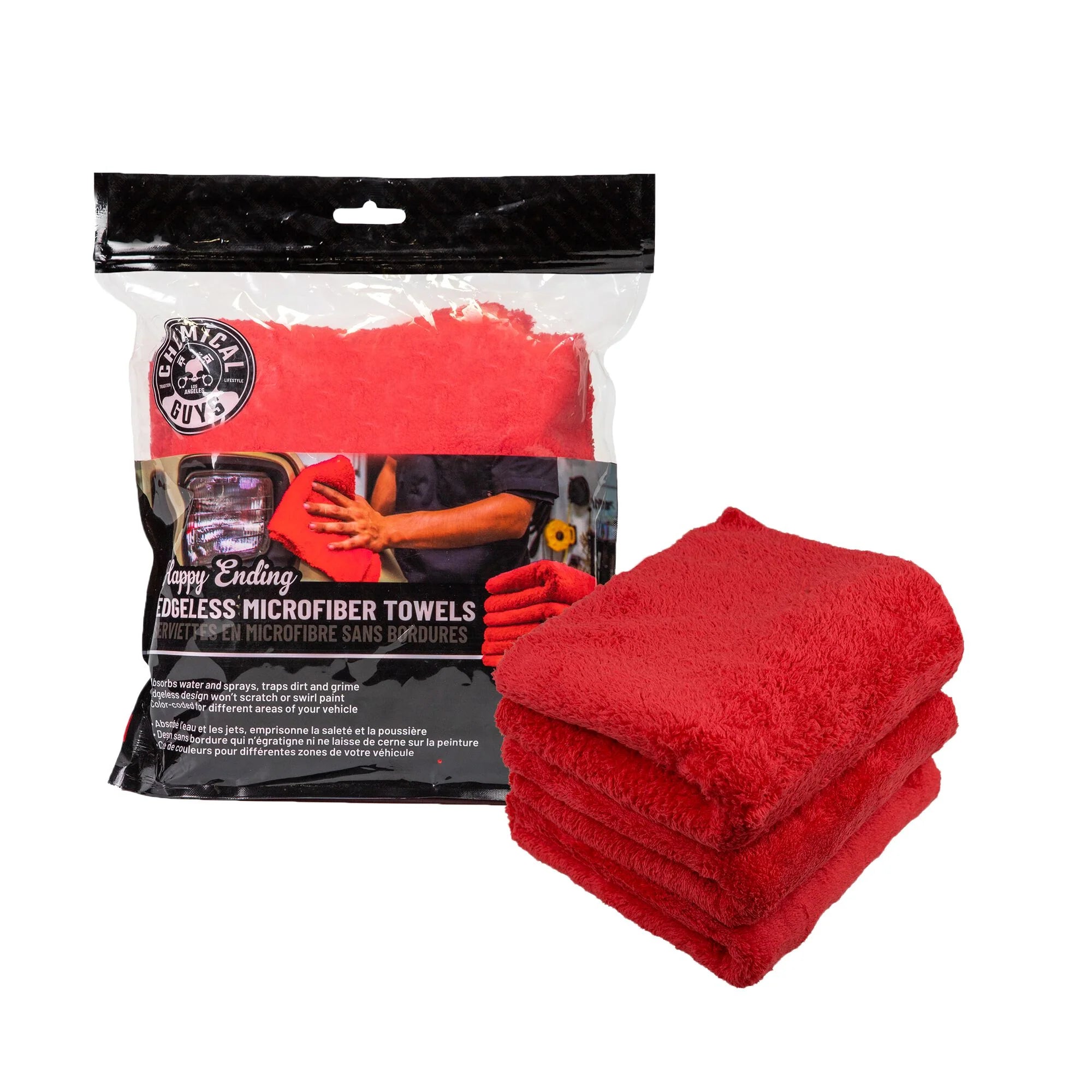 Chemical Guys Clean Happy Ending Edgeless Microfiber Towel 3-Pack