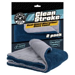 Chemical Guys Clean CleanStroke Dual-Sided Microfiber Glass Towel 2-Pack
