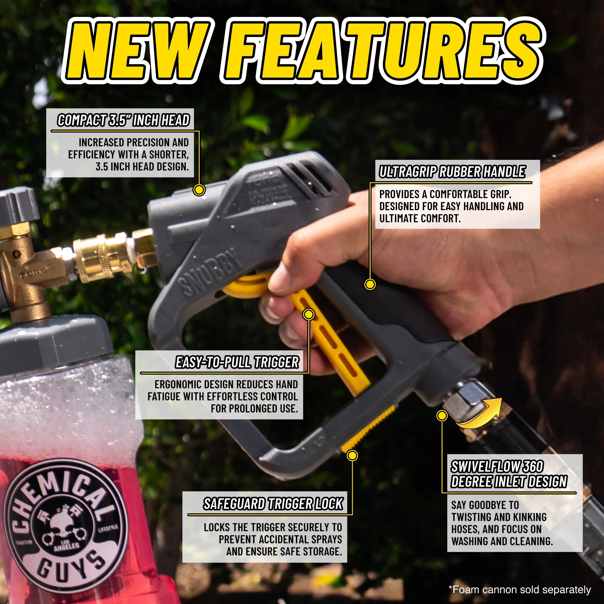 Chemical Guys Clean TORQ Snubby Pressure Washer Gun - Foam Cannon Attachment - Image 4