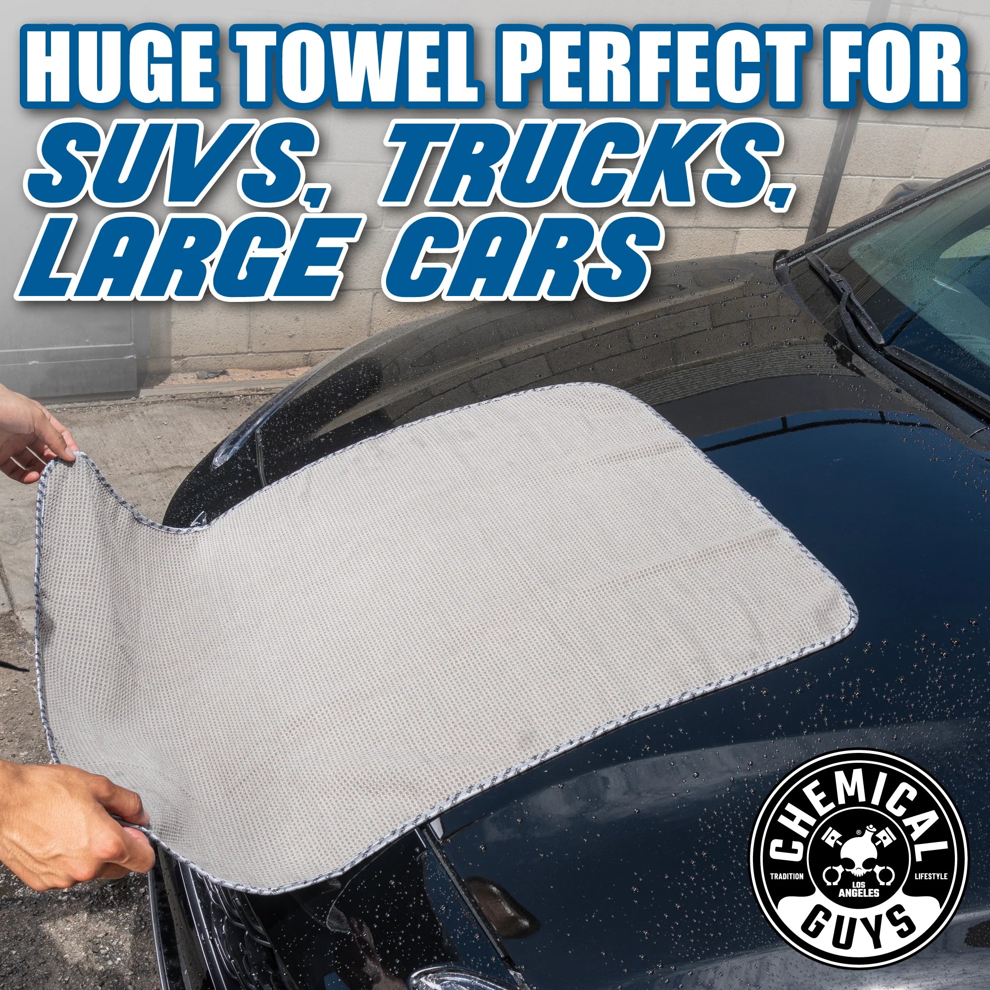 Chemical Guys Clean Waffle Weave Gray Matter Microfiber Drying Towel - Image 7
