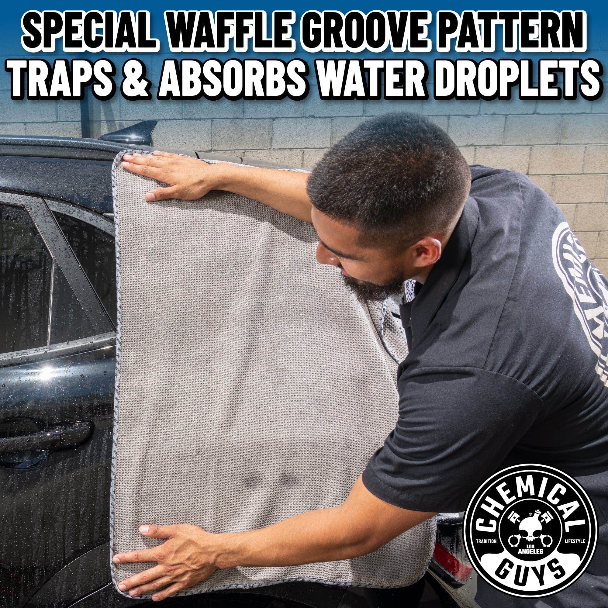 Chemical Guys Clean Waffle Weave Gray Matter Microfiber Drying Towel - Image 3