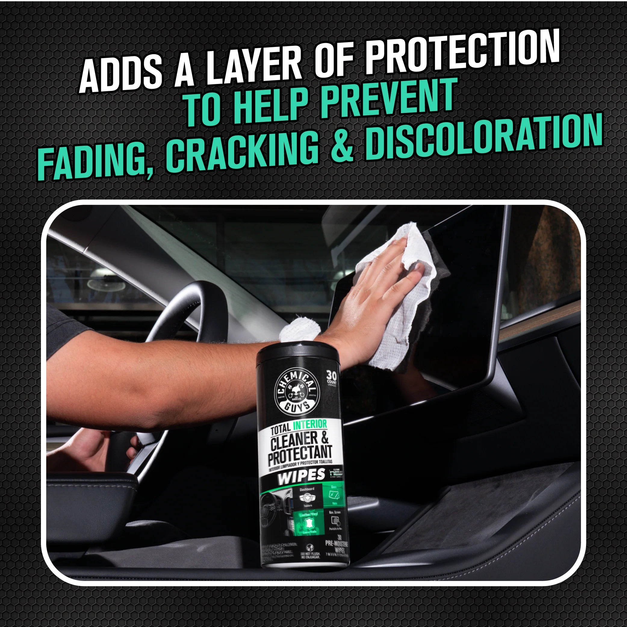 Chemical Guys Clean Total Interior Cleaner & Protectant Canister Wipes - Image 6