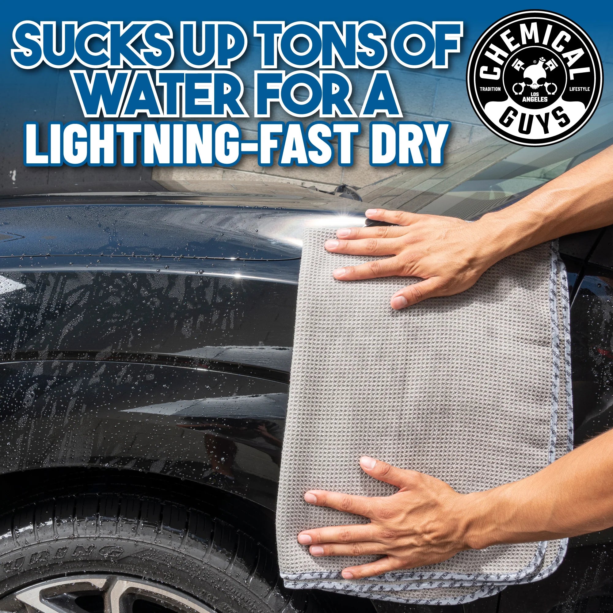 Chemical Guys Clean Waffle Weave Gray Matter Microfiber Drying Towel - Image 8