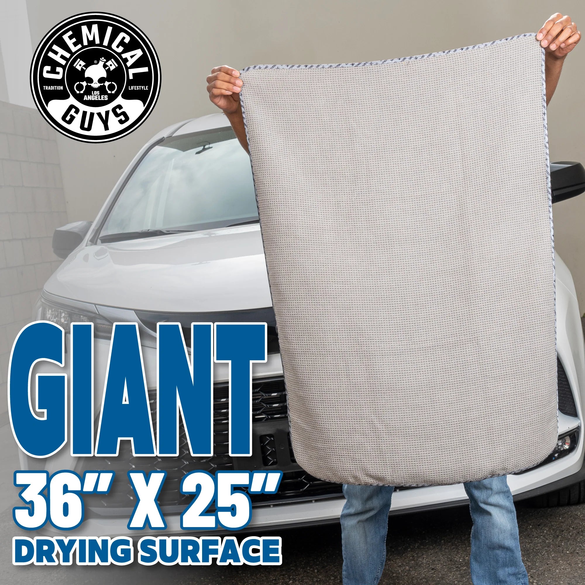 Chemical Guys Clean Waffle Weave Gray Matter Microfiber Drying Towel - Image 2