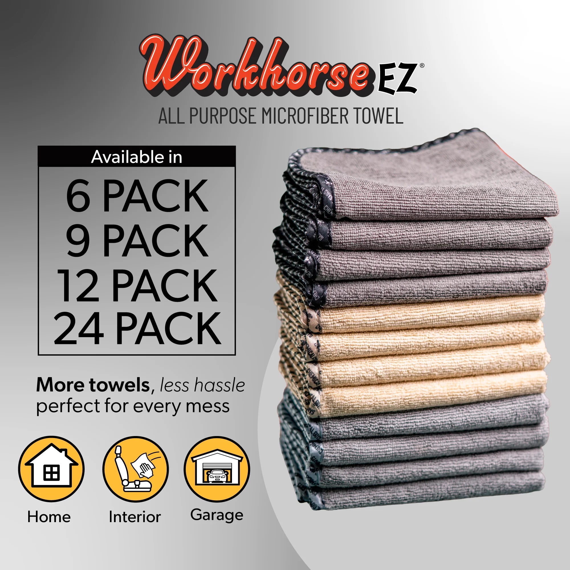 Chemical Guys Clean Multi-Colored Workhorse EZ All-Purpose Microfiber Towels - Image 10