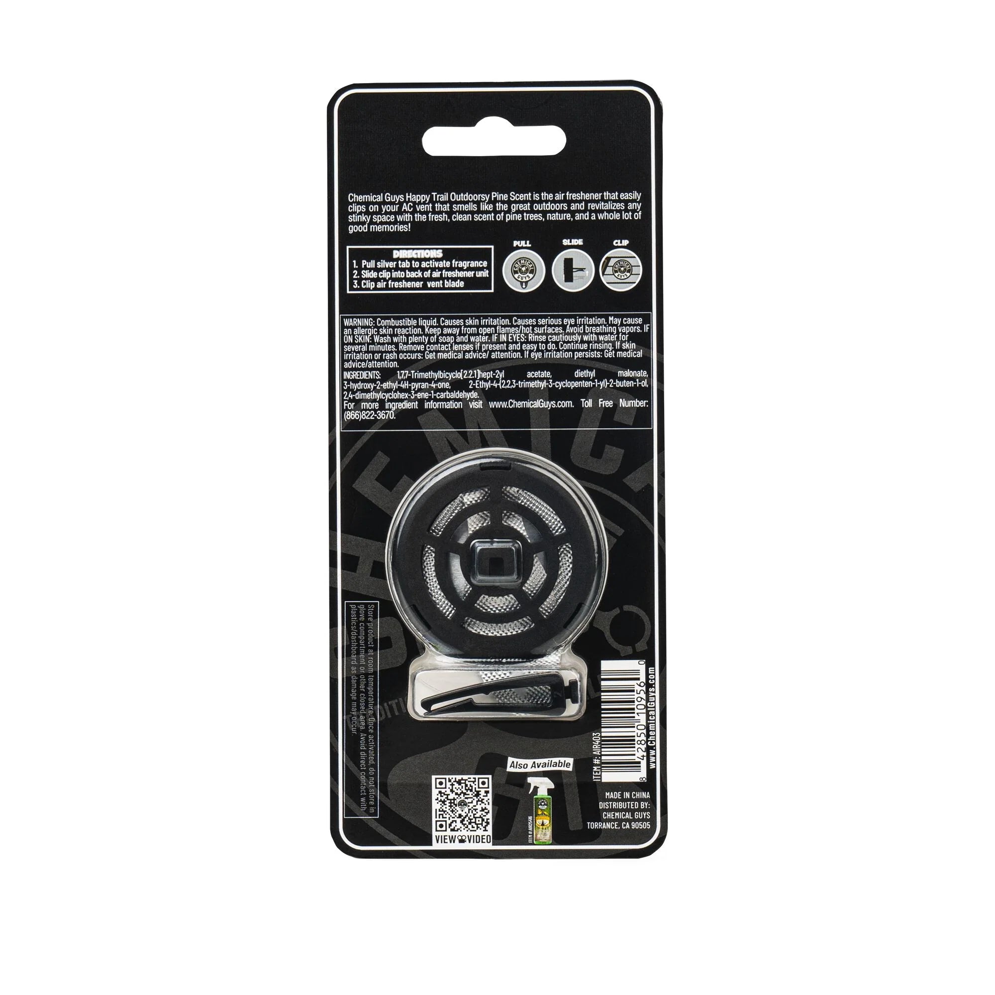 Chemical Guys Clean Happy Trail Outdoorsy Pine Vent Clip Air Freshener - Image 2