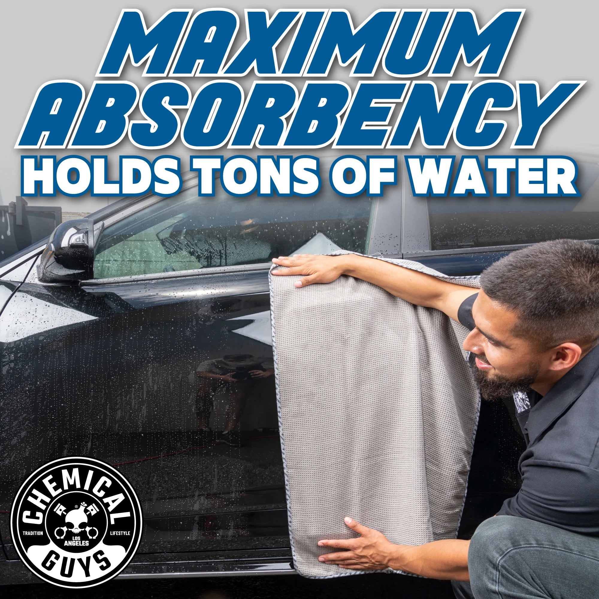 Chemical Guys Clean Waffle Weave Gray Matter Microfiber Drying Towel - Image 4