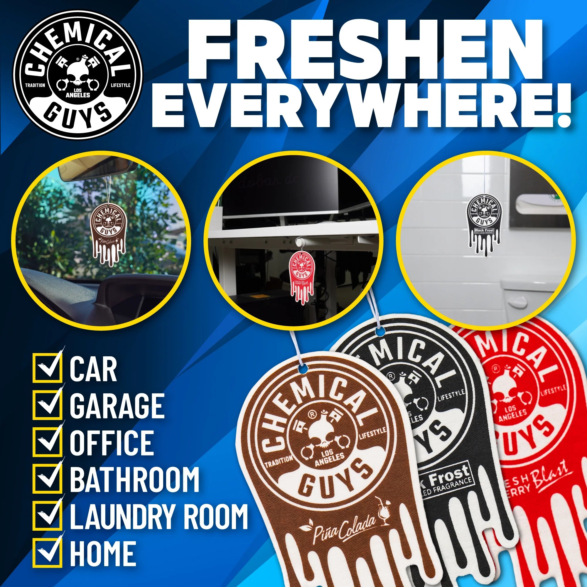 Chemical Guys Clean Hanging Air Freshener Assorted 3-Pack - Image 2