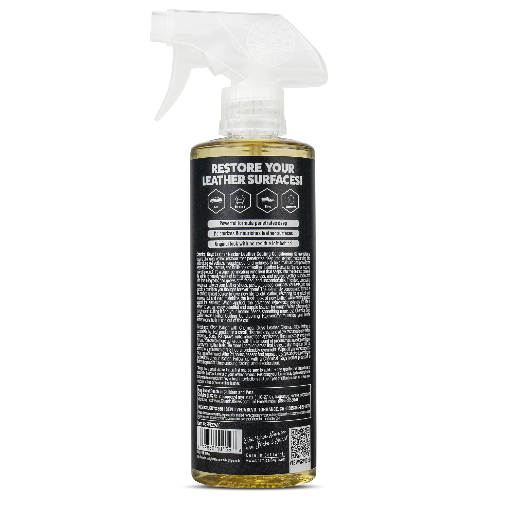 Chemical Guys Clean Leather Nectar Leather Coating Conditioning Rejuvenator - Image 13