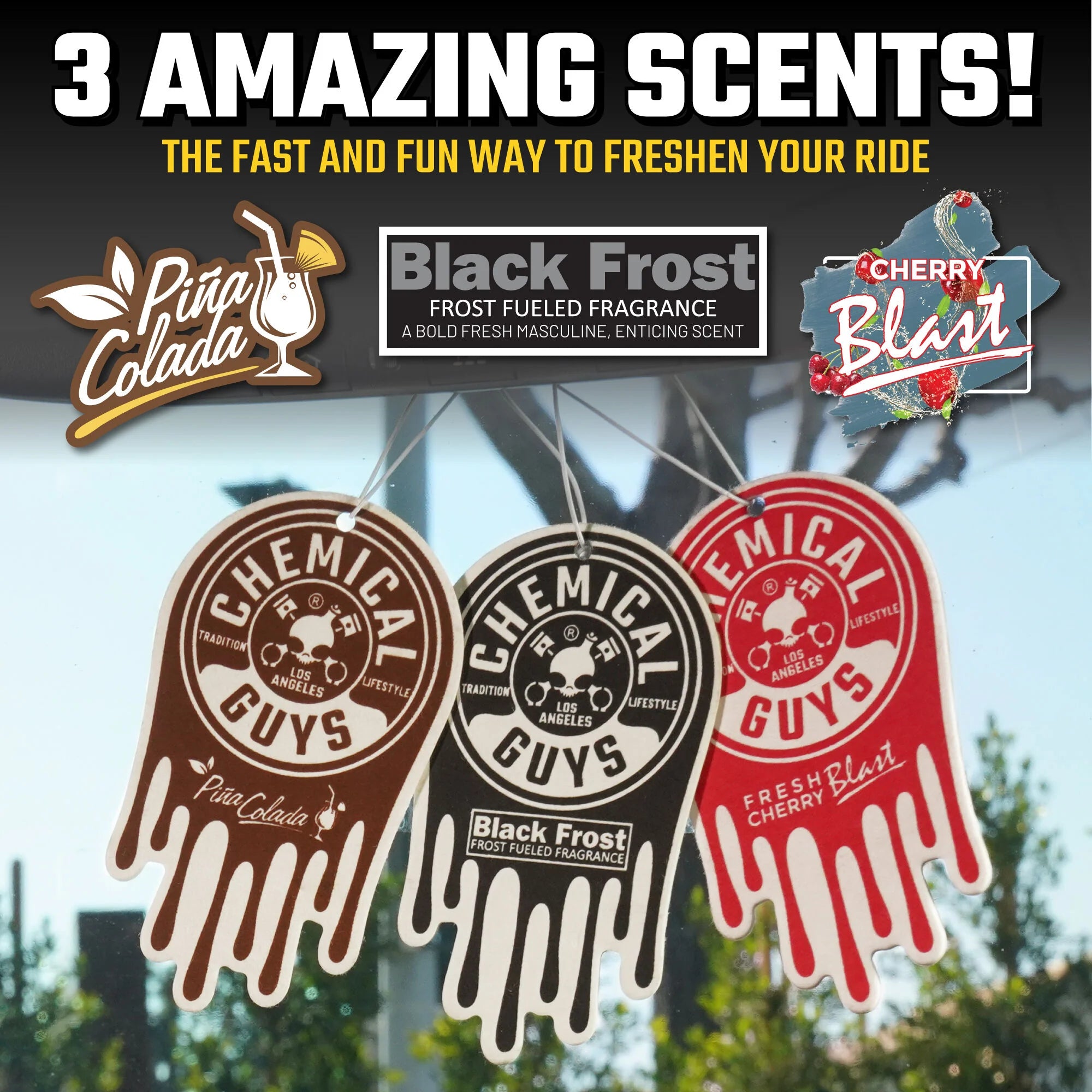 Chemical Guys Clean Hanging Air Freshener Assorted 3-Pack - Image 5