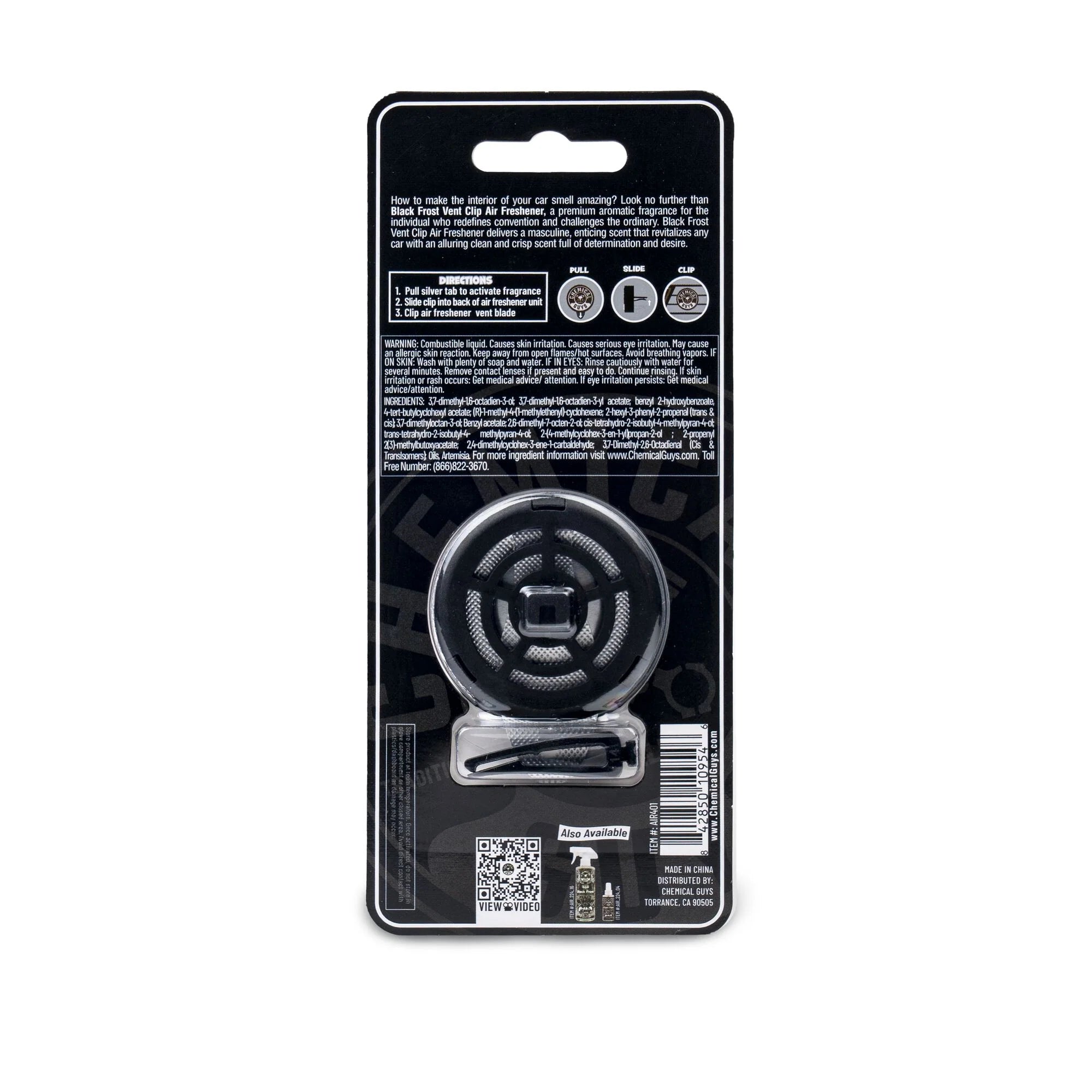Chemical Guys Clean Black Frost Vent Clip Air Freshener - Image 9