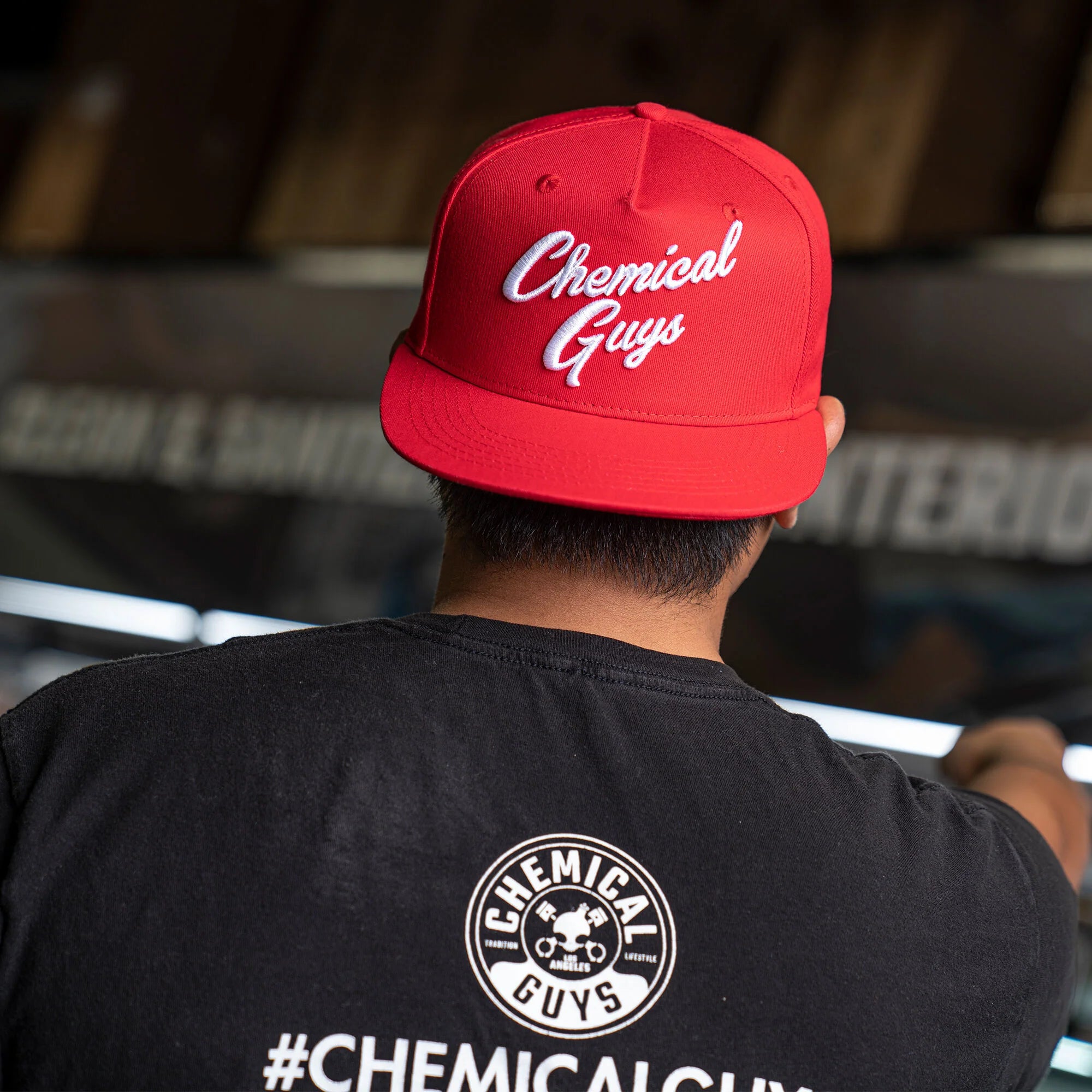 Chemical Guys Clean Snap-It-Back Red Script Hat - Image 11